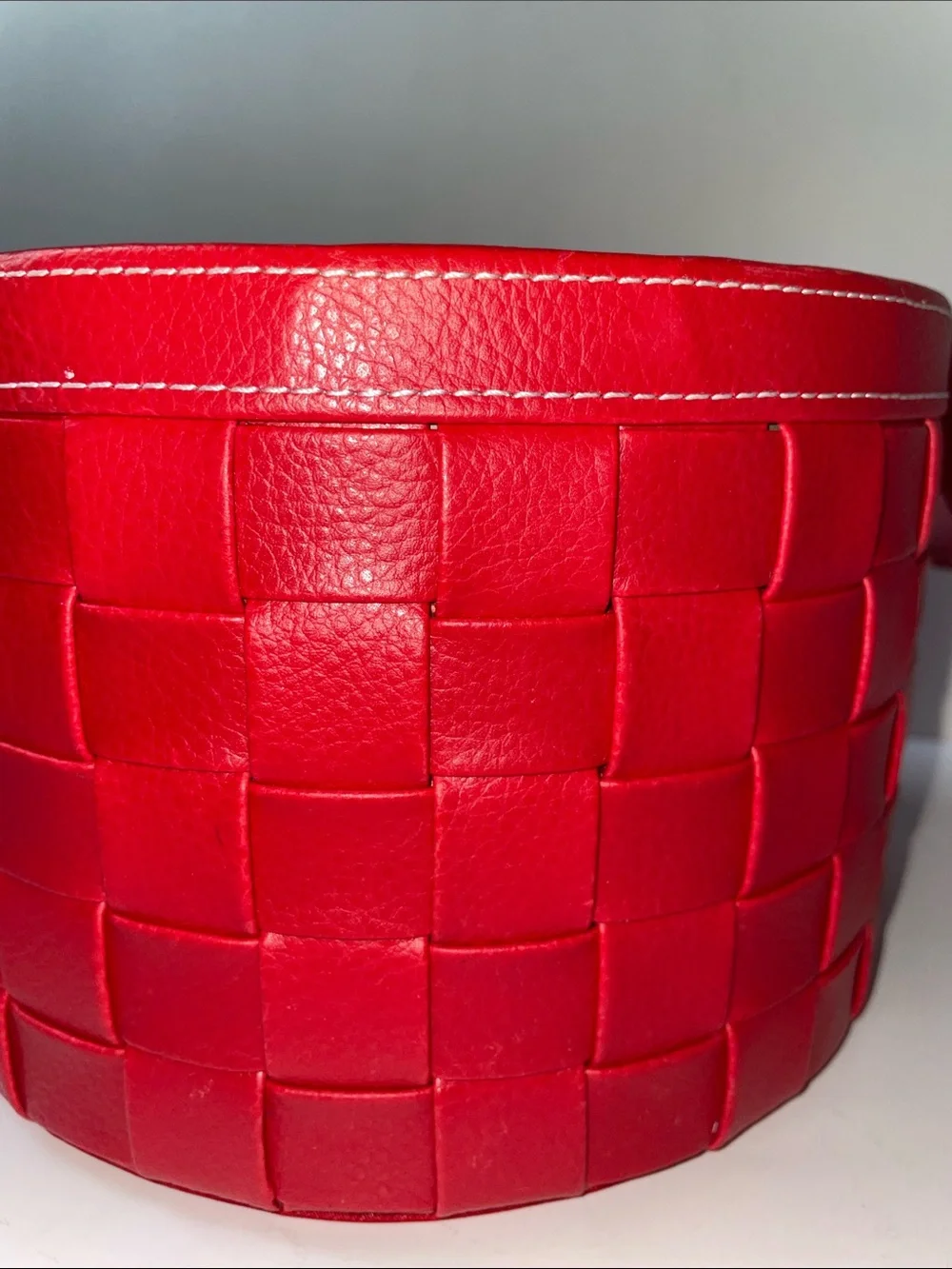 Red Woven Accent Storage Basket with Handles.